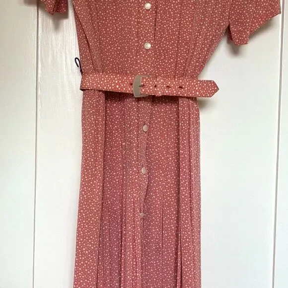 Liz Claiborne Vintage Pink Floral Dress with Lace Collar Vintage Size 12 - Picture 5 of 7